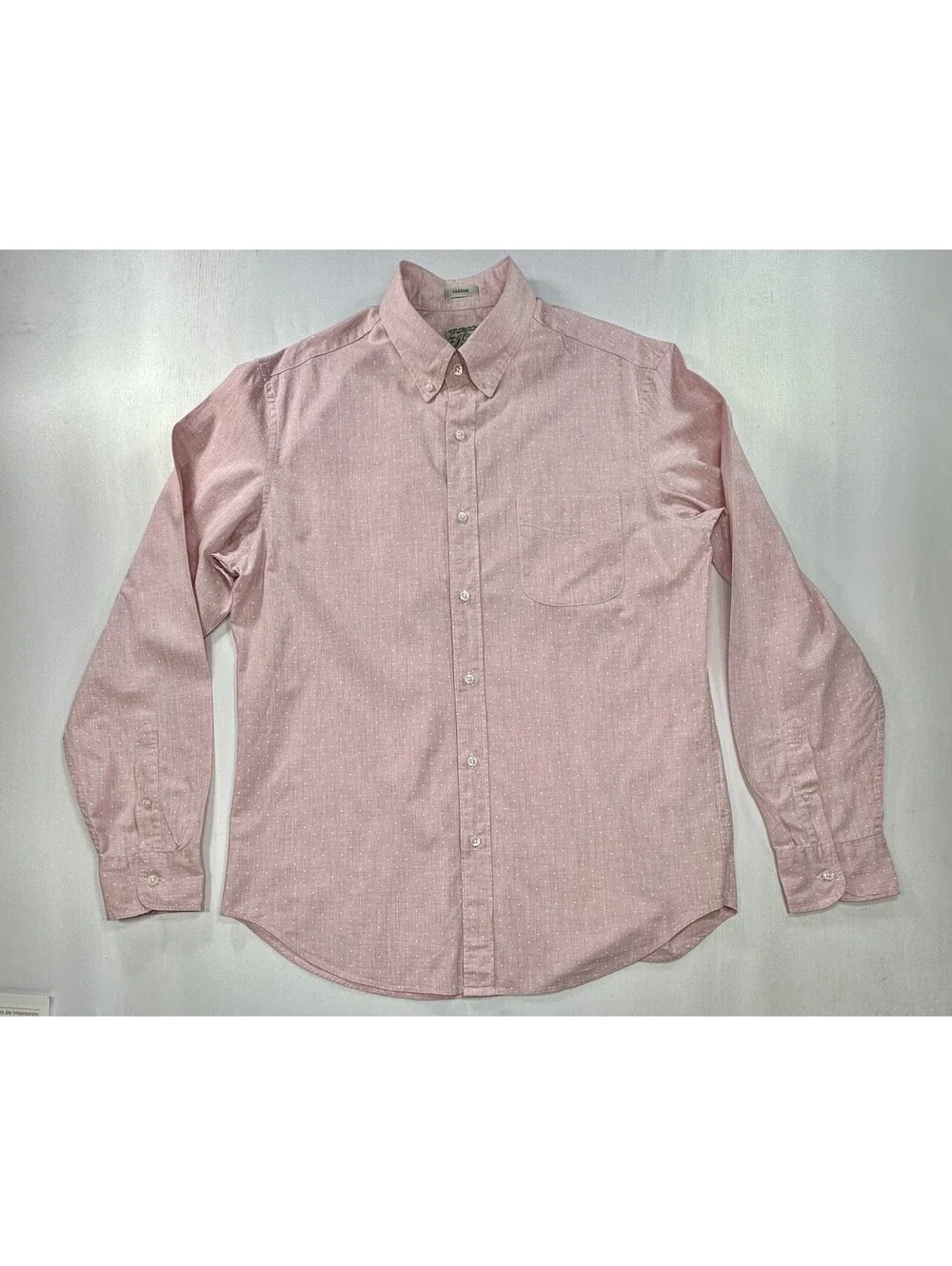 J Crew Classic Stretch Polka Dot Oxford Button Up Pink Men M